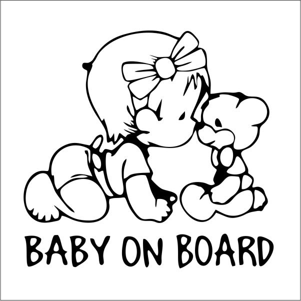 Mädchen mit Teddy Baby on Board Autoaufkleber │My-Foil Online Shop