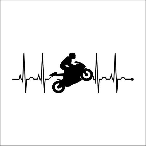Herzschlag Motorrad Biker Wheelie Autoaufkleber │My-Foil Online Shop
