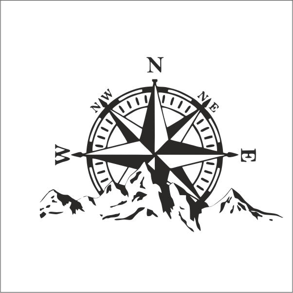 Kompass-Windrose Sunrise Autoaufkleber │My-Foil Online Shop
