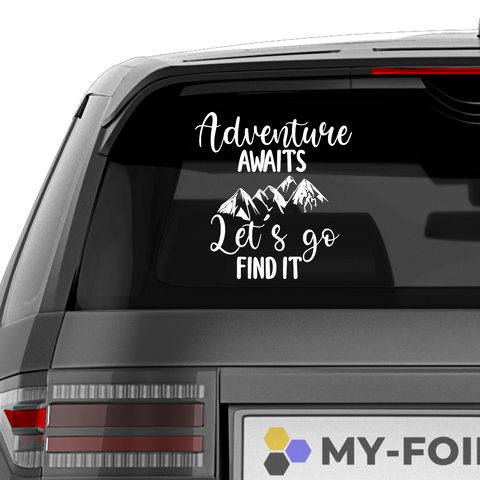 Adventure awaits lets go find it Aufkleber - Beispielansicht