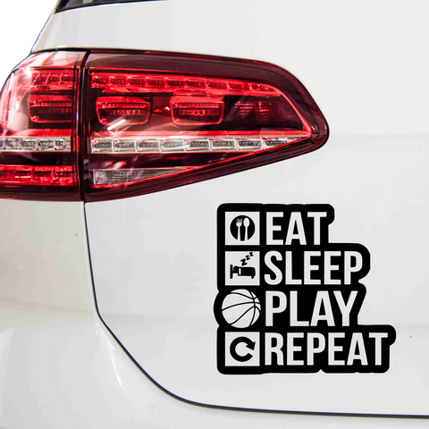 Eat Sleep play repeat Aufkleber - Beispielansicht