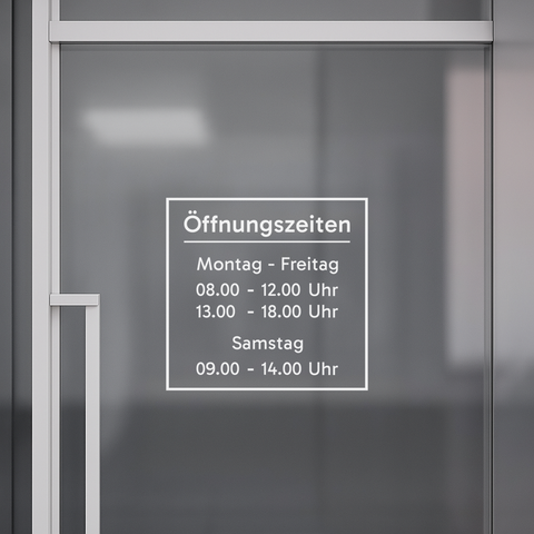 Öffnungszeiten-Aufkleber