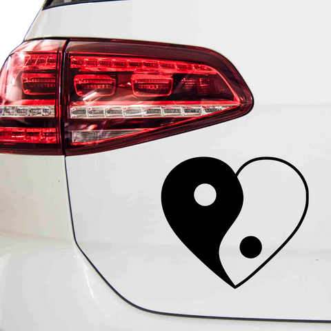 YingYang Herz Aufkleber - Beispielansicht