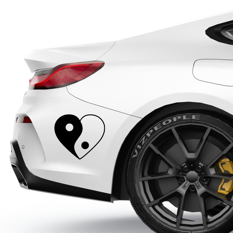 YingYang Herz Aufkleber - Beispielansicht