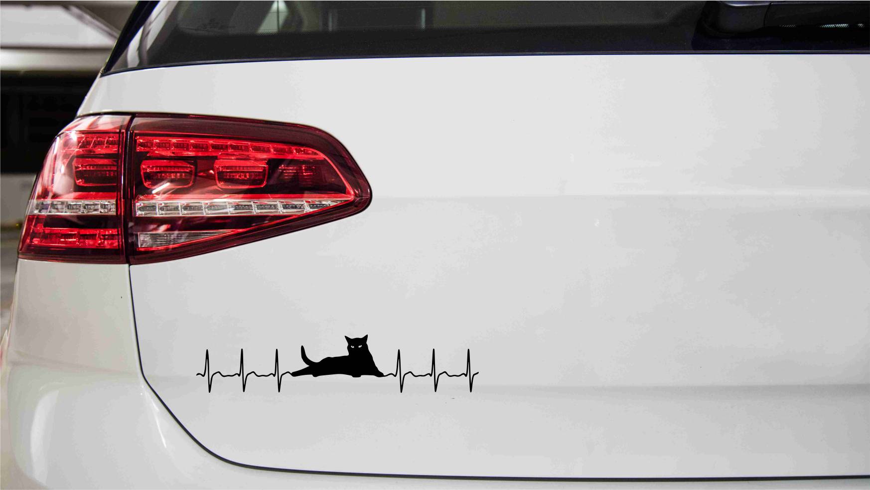 Herzschlag Schwarze Katze Autoaufkleber
