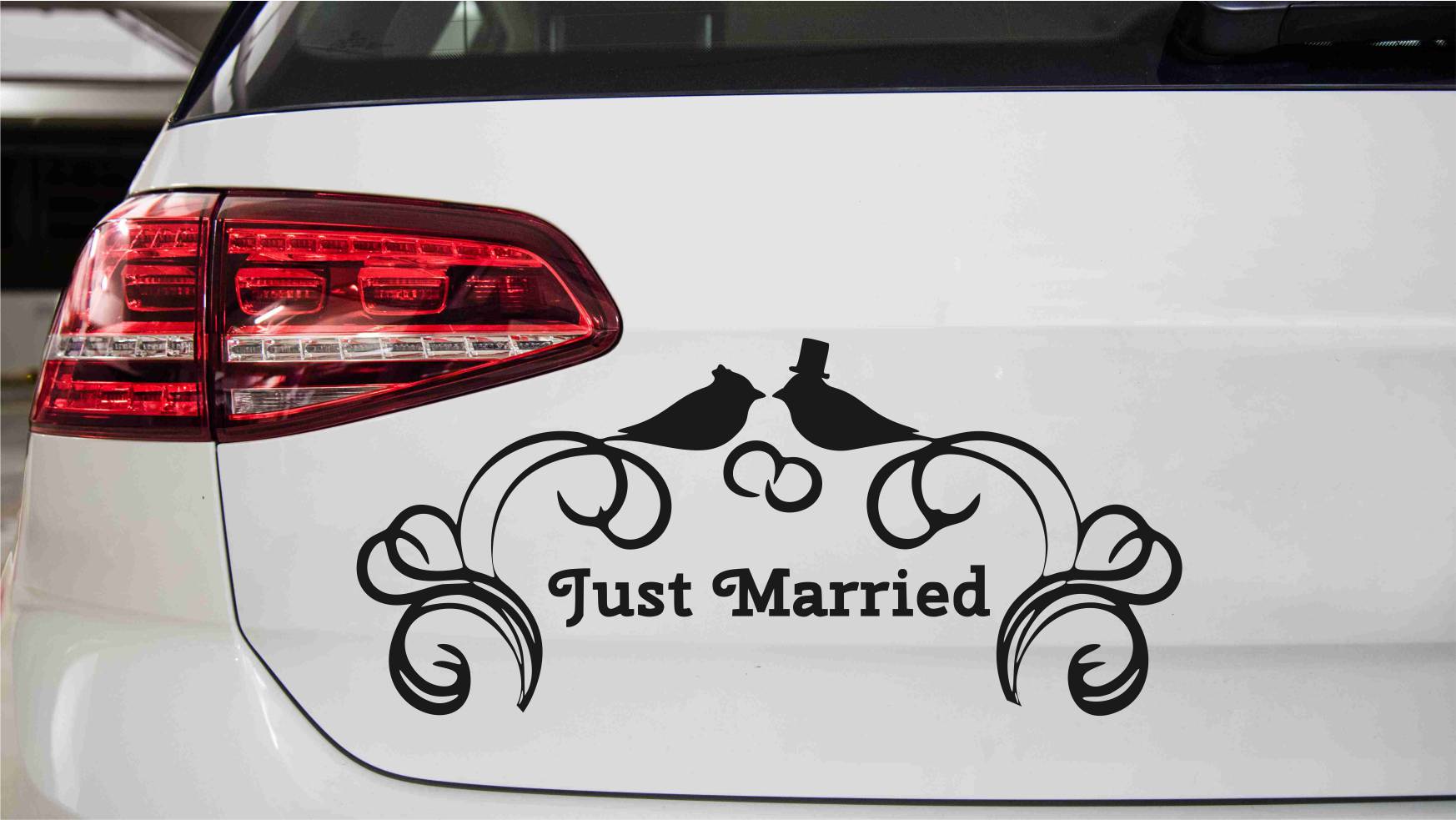 Hochzeit Just Married Autoaufkleber
