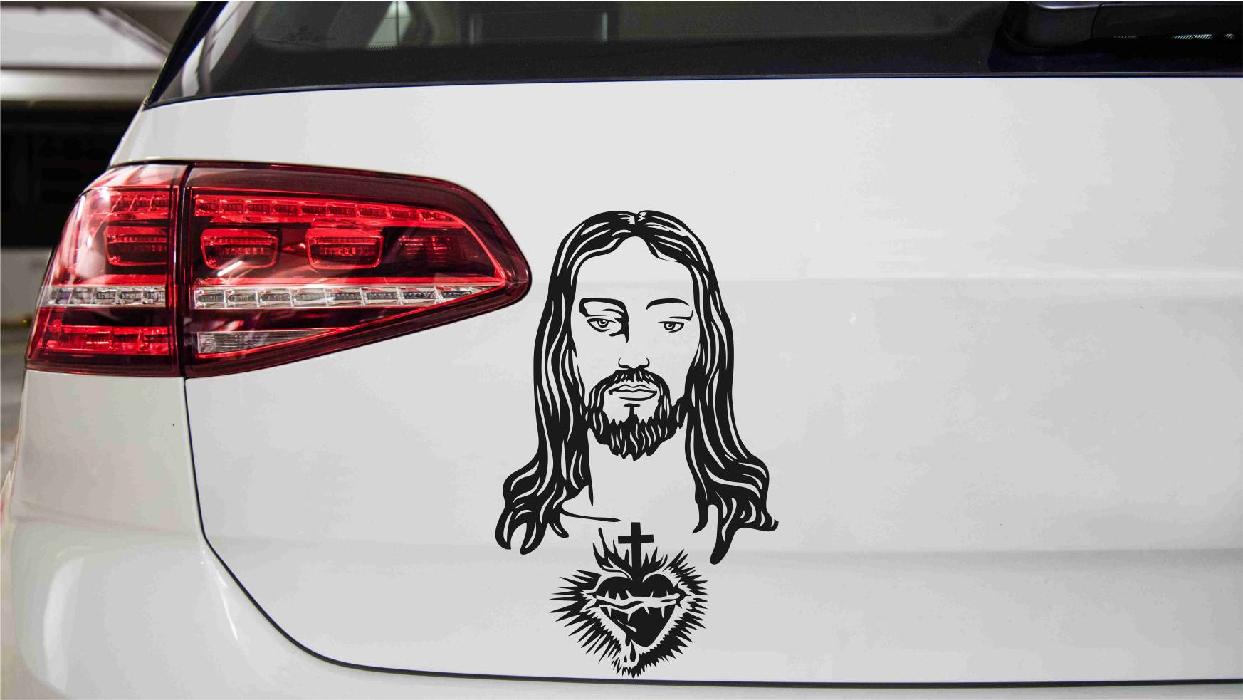 Jesus mit Herz Autoaufkleber