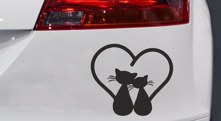 Katzen mit Herz Autoaufkleber │My-Foil Online Shop