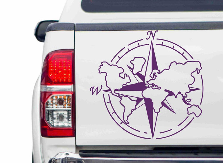 Kompass mit Weltkarte Autoaufkleber My-Foil Online Shop