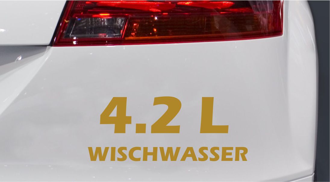 Autoaufkleber „4,2l Wischwasser“ – Mehrfarbig, Wetterfest & UV-beständig | Für Auto, Laptop, Fahrrad