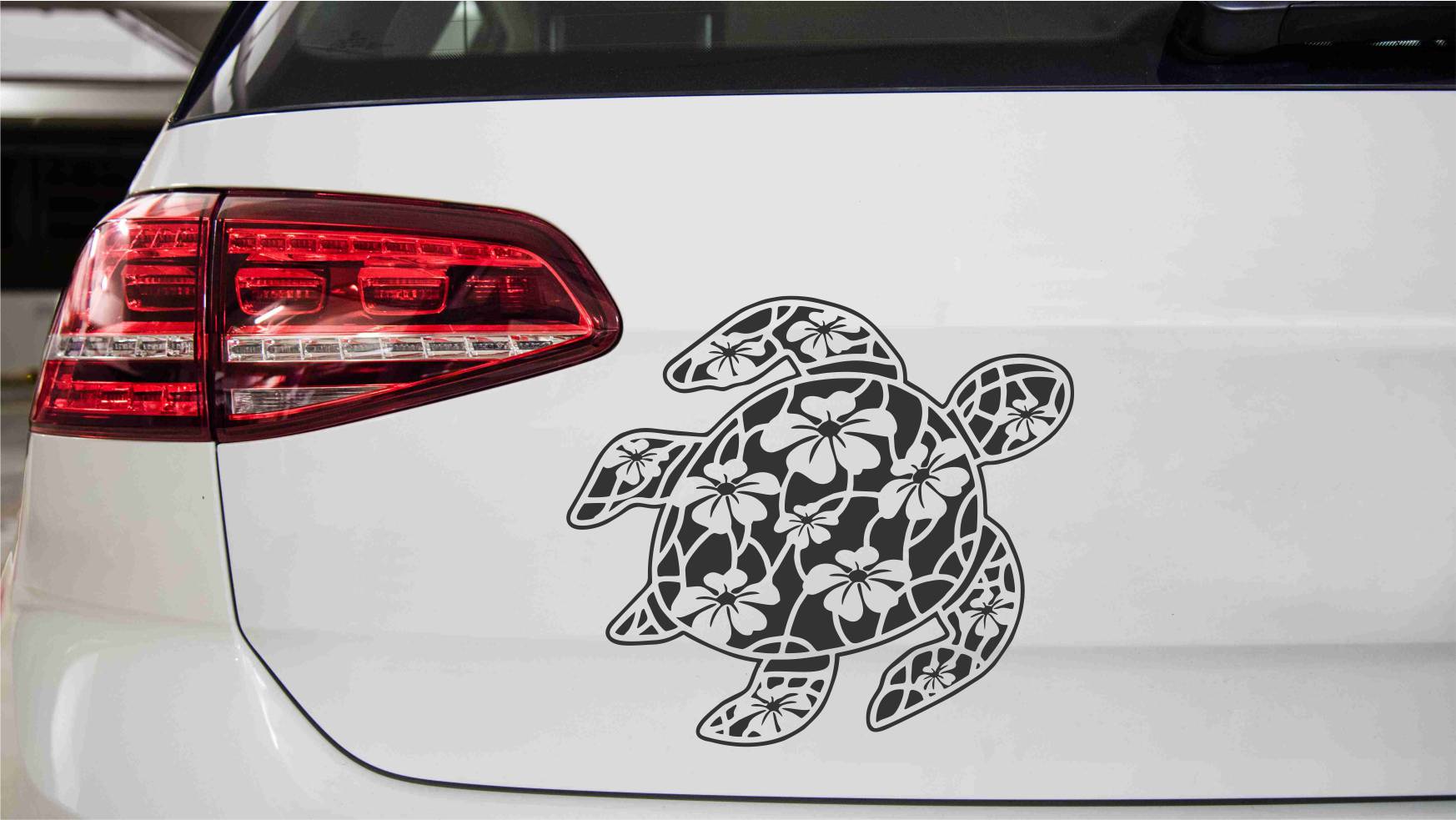 Schildkröte Aloha mit Lotus Blumen Autoaufkleber