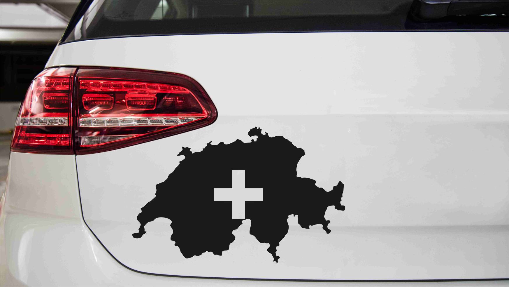 Schweizer Landkarte mit Kreuz Autoaufkleber