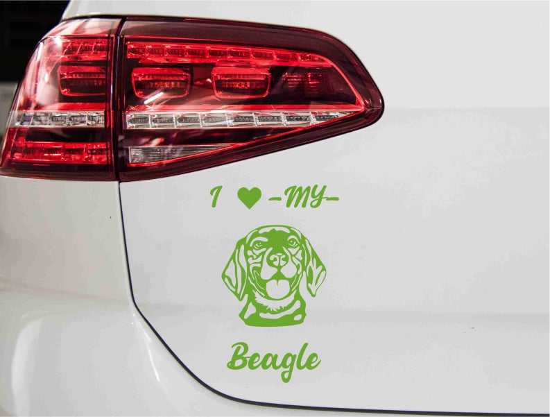 aufkleber-beagle-hund-i-love-gruen