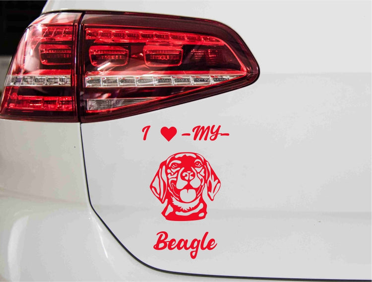 aufkleber-beagle-hund-i-love-rot