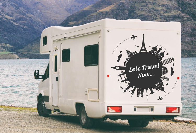 Lets Travel Now Camper Autoaufkleber │My-Foil Online Shop
