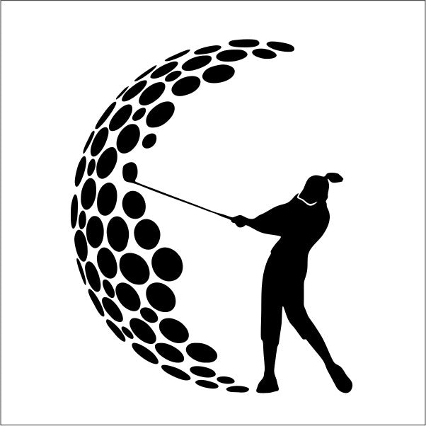 aufkleber-golfspielerin-mit-golfball