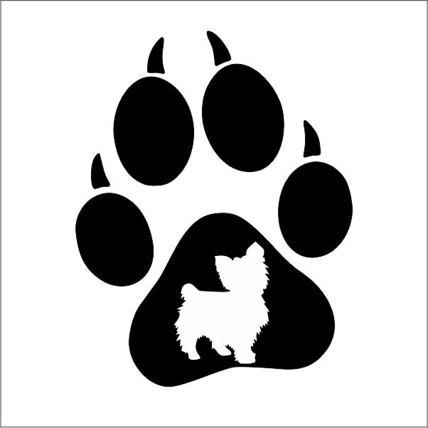 aufkleber-hundepfote-yorkshire-terrier-silhouette