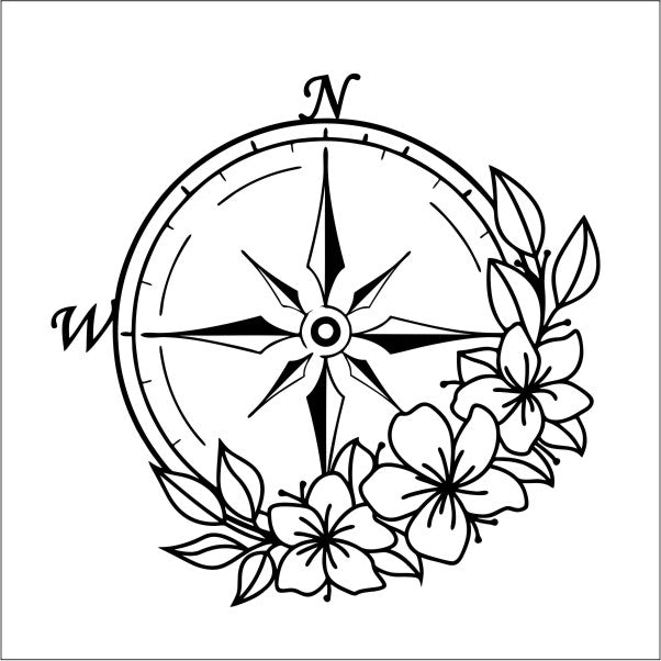 Kompass mit Blumen Autoaufkleber │My-Foil Online Shop