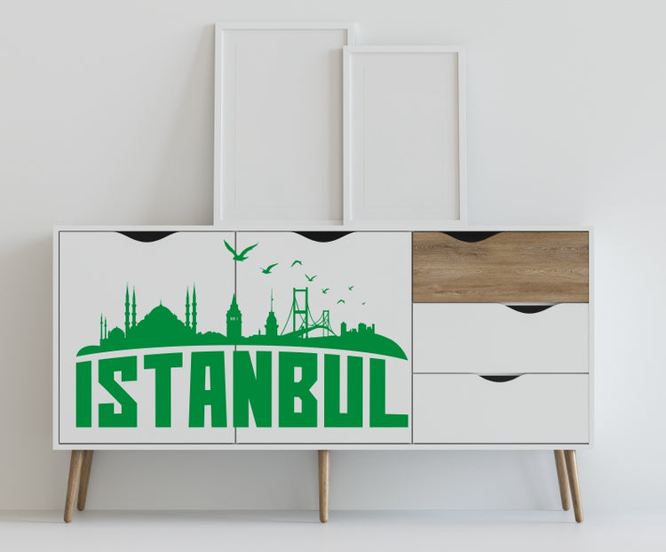 aufkleber-moebel-istanbul-skyline-gruen