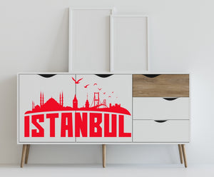 aufkleber-moebel-istanbul-skyline-rot