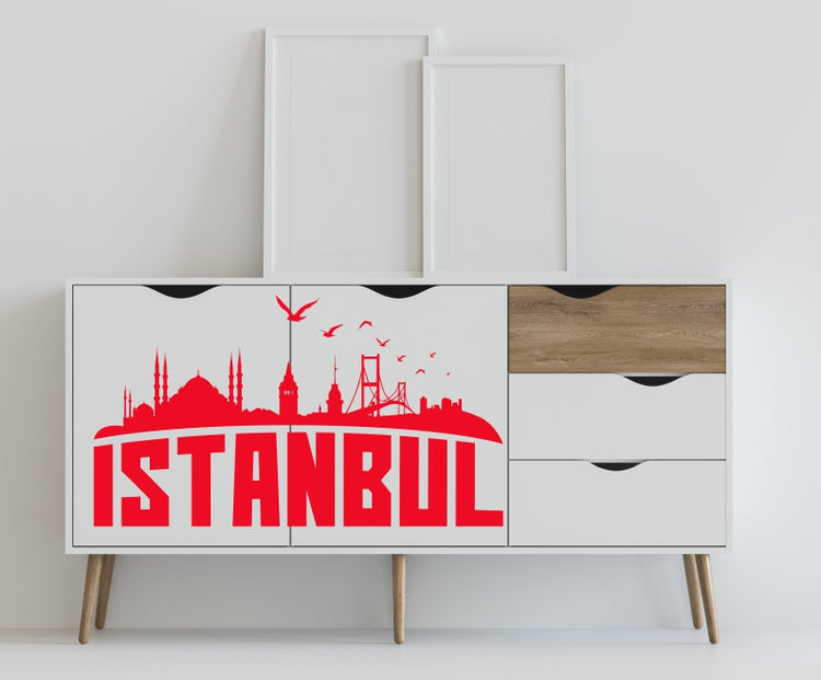 aufkleber-moebel-istanbul-skyline-rot