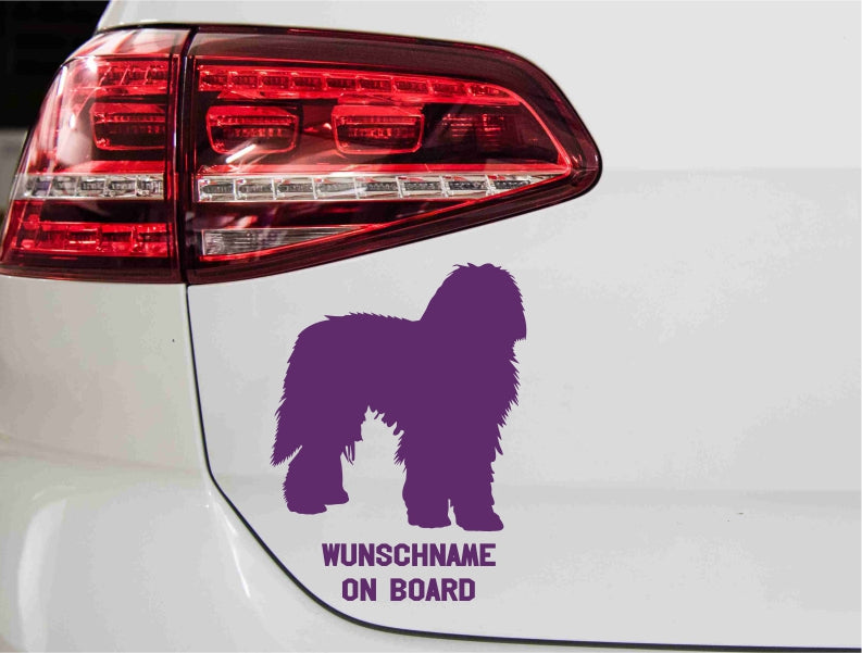 aufkleber-silhouette-bergamasco-hund-violett