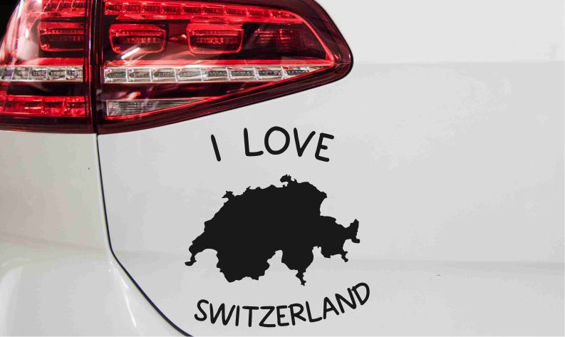 Schweizer Landkarte I Love Switzerland Aufkleber