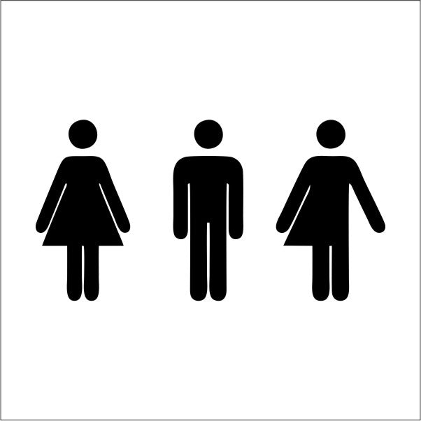 3 Gender Badezimmertür Aufkleber